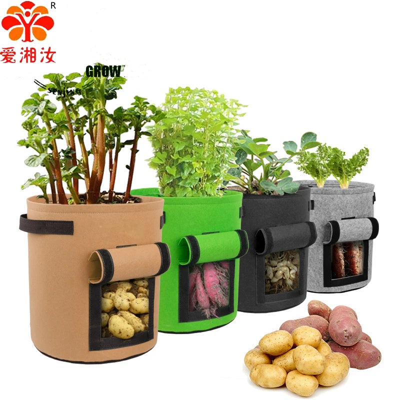 10 Gallon 7 Gallon Potato Planting Bag Non-Woven Fabric Grow Pot Home Garden Strawberry Plant Grow Bag Push System