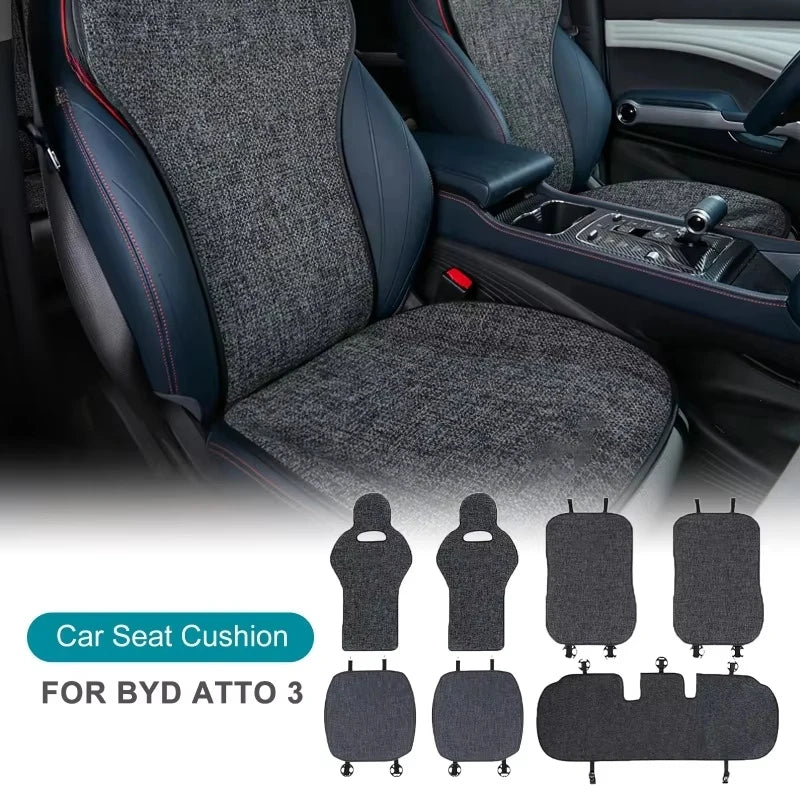 For BYD Atto 3 / Yuan Plus Tang Han Dolphin EV 2022 2023 2024 Seat Covers, Linen Cushion Breathable Pad Car Seat Mat Protector