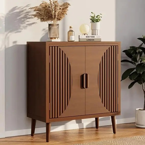 32" W Sideboard Buffet Cabinet with Storage, Accent Cabinet with 2 Push-to-Open Magnetic Doors, Vintage MDF Buffet Table for Li