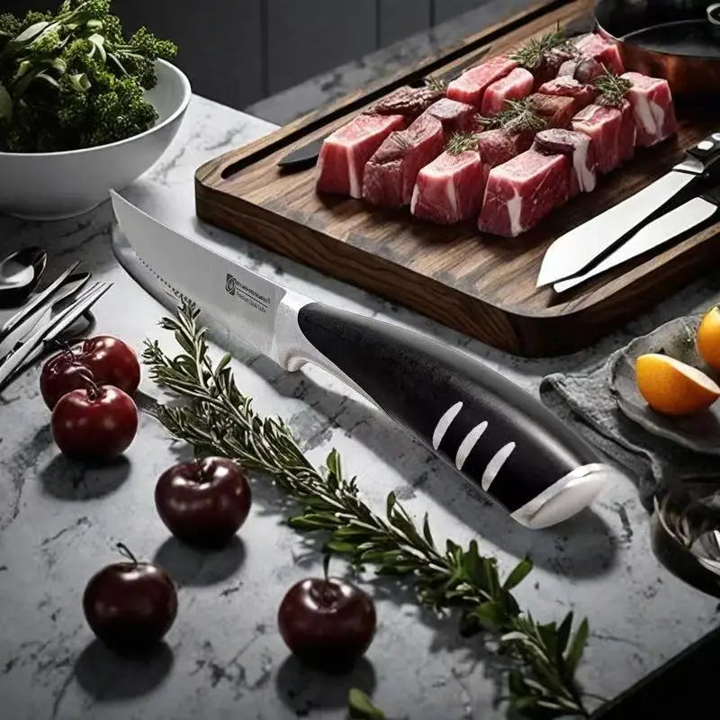 6-piece kitchen knife set, stainless steel steak knife with knife holder, ergonomic handle fruit knife, kitchen cooking knife