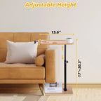 C-shaped Small Square Table, 360° Rotatable Sofa Tray Adjustable Height, Suitable for Bedroom, Living Room, Bathroom