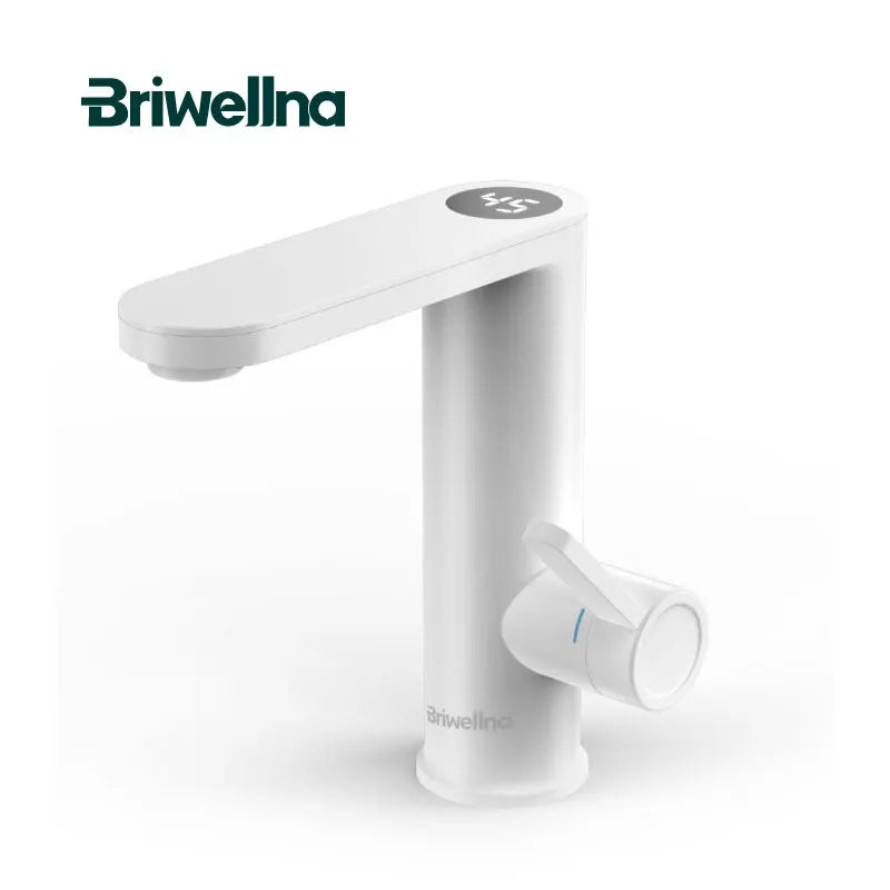 Briwellna Water Heater 220V 2 in 1 Basin Faucet Cold and Hot Water Tap Tankless Water Heater Flowing Eectric Faucet Heated Mixer