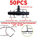 4/7mm Hose Dripper Water Tee Connector Plastic Barbed 1/4" Pipe Tubing Watering Coupling Joint Garden Micro Drip Irrigation Tool