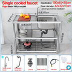 Stainless Steel Sink Kitchen Household Thickened Single Trough with Bracket Wash Basin Sink with Platform Easy Landing