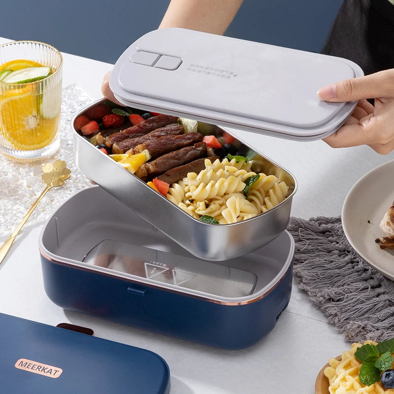 900ml Electric Lunch Box Water Free Heating Bento Box Portable Rice Cooker Thermostatic Heating Food Warmer For Office 220V