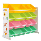 SONGMICS Children's Toy Storage Unit, Kid’s Toy Organiser with 16 Removable PP Containers, Toy Boxes, for Playroom School