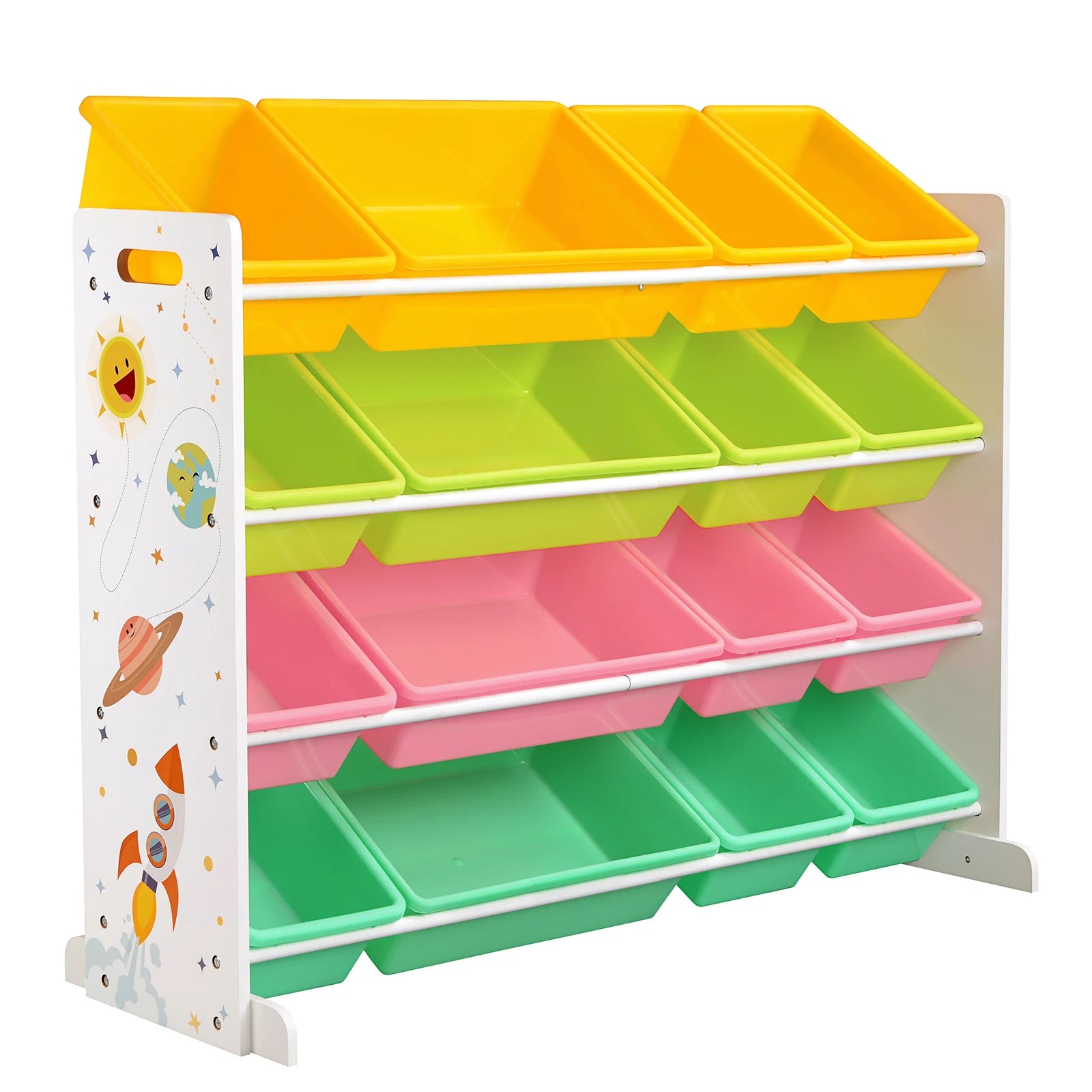 SONGMICS Children's Toy Storage Unit, Kid’s Toy Organiser with 16 Removable PP Containers, Toy Boxes, for Playroom School