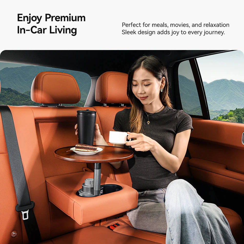 YZ For Tesla Model 3 Y juniper Kia Hyundai Car Water Cup Extended Table Board  Solid Wood Food Drink Tray Portable Office Table