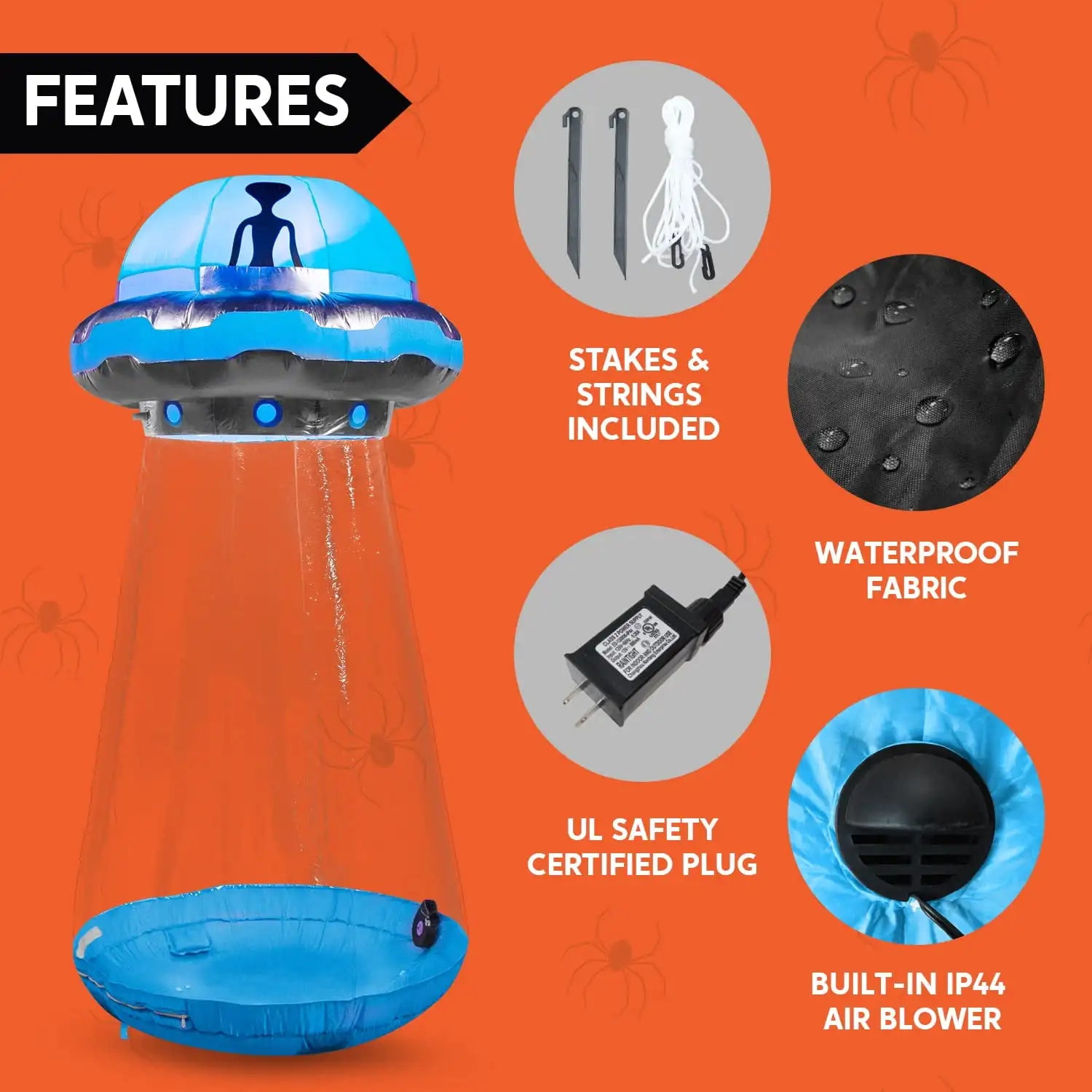 9FT Halloween Inflatable UFO Alien with LED Lights – Yard Decor