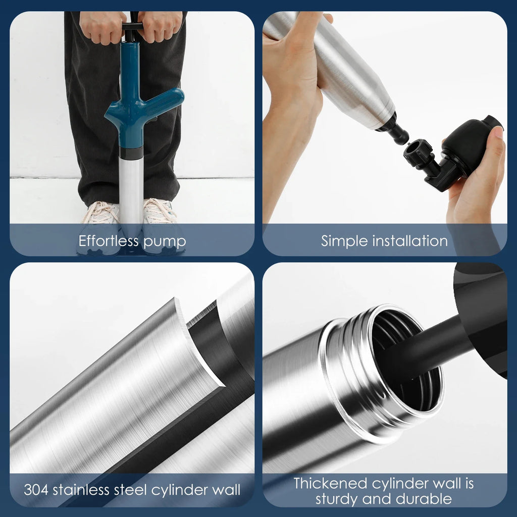 Toilet Unclogger High Pressure Air Toilet Plunger with Real-Time Barometer Drain Clog Remover for Toilet FloorDrain Kitchen Sink