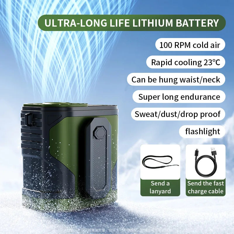 F83 Portable neck clamp fan, high speed waist fan, 100 speed, USB ultr