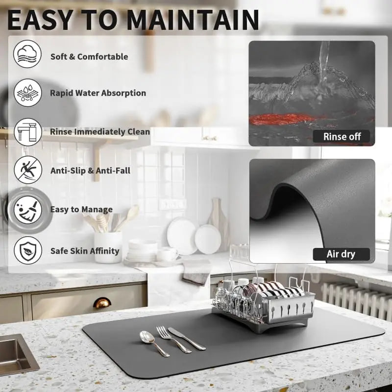 Kitten Cute Cat Kitchen Tableware Drying Mat Coffee Machine Drain Pad Countertop Absorbent Draining Mat Dinnerware Table Decor