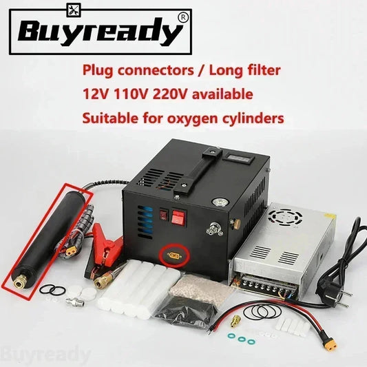 300bar 4500Psi 30Mpa 12V 110V 220V Refilling Air Compressor For Hunting Diving Air PCP Pump Car Pump Compressor Motorcycle Tyre