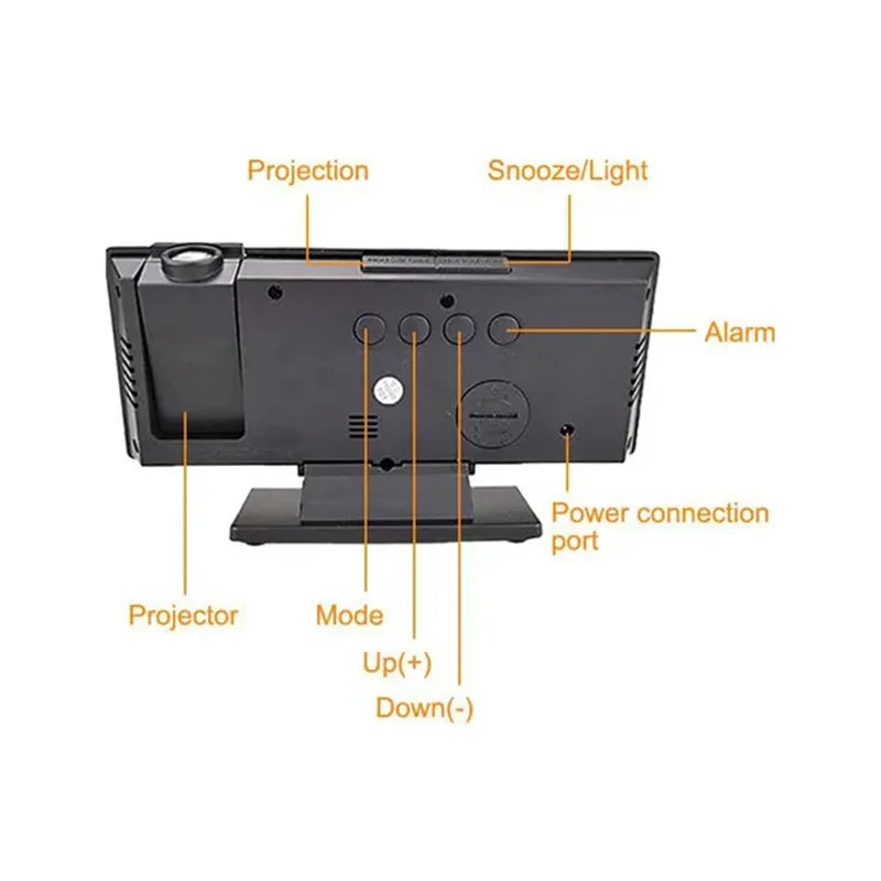 LED Digital Alarm Clock Specular Surface Electronic Desk Clock With Projection Time Temperature Clock Bedroom Bedside Decoration