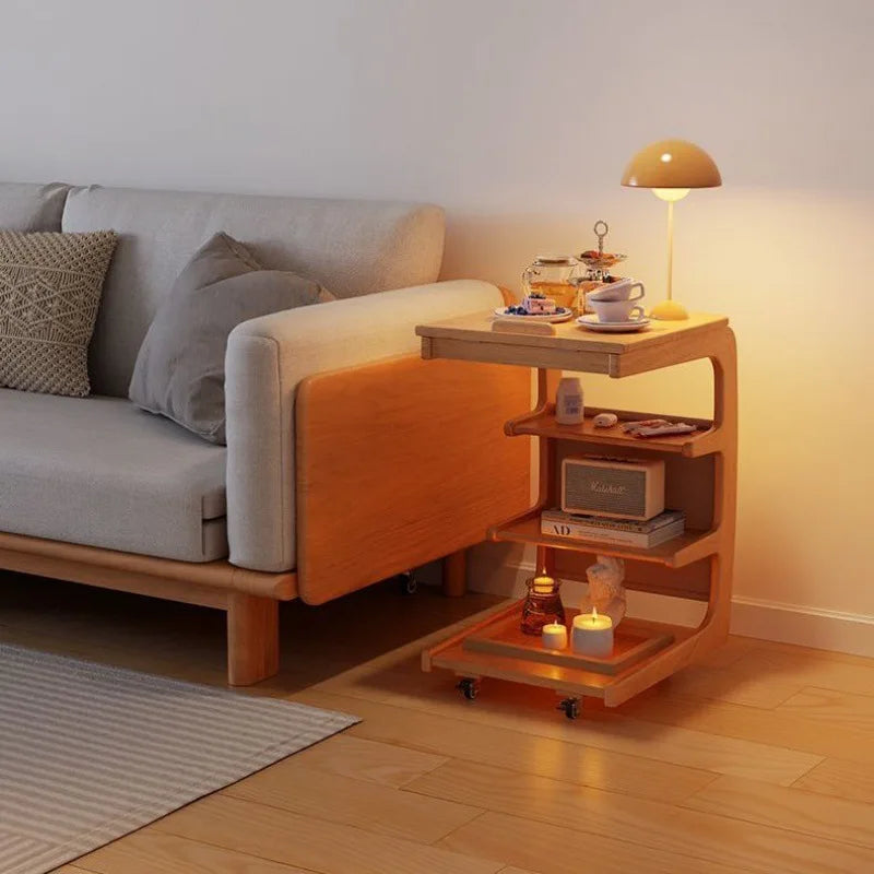 Solid Wood Sofa Side Several Movable Living Room Side Cabinet Bedside Shelf Simple Household Coffee Small Table