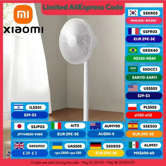 XIAOMI MIJIA Smart DC Frequency Conversion Standing Fan 1X Upgraded Version，Support Power Bank Power Supply，Support MIJIA APP