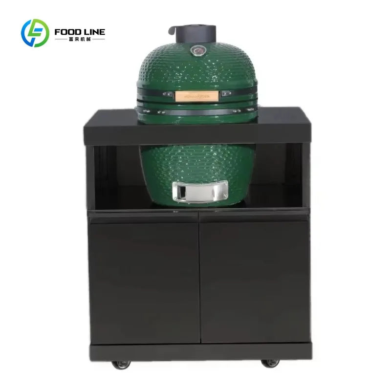 Customized Black Titanium 304 Stainless Steel BBQ Island with Modular Design for Outdoor Kitchen Kamado BBQ Grill Sink Cabinet