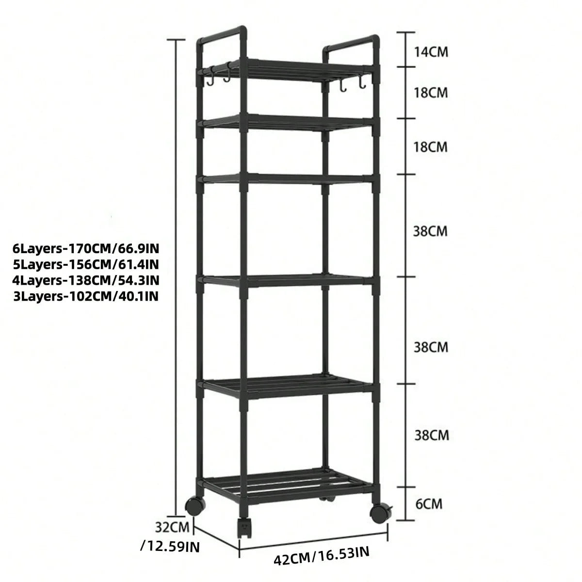 Kitchen Storage Rack - Floor-Standing Multi-Level Shelving Unit - Storage Shelf - Storage Rack