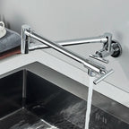 Baokemo Folding into the Wall Faucet 304 Stainless Steel Universal Rotation Faucet Kitchen Concealed Single Cold Faucet