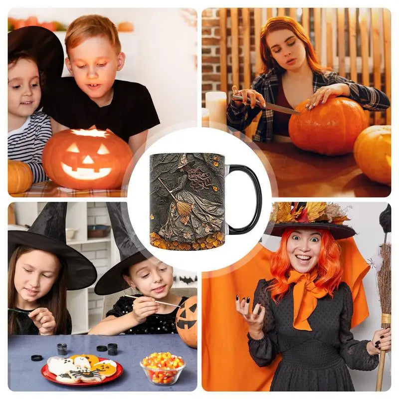 1pcs Witch Coffee Mug 350ml Ceramic Coffee Cup Water Cups Summer Winter Drinkware Birthday Gifts Halloween Gift For Women Men