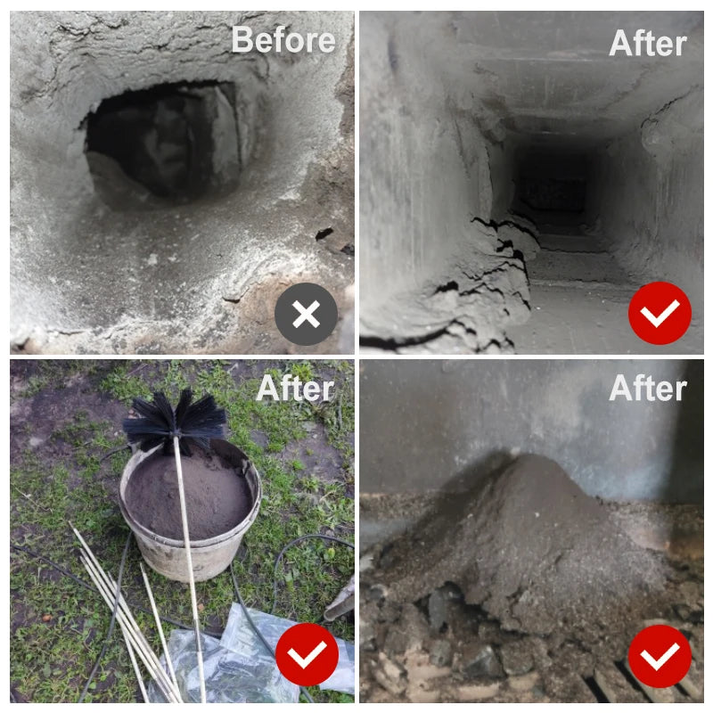 150mm Brush Head Chimney Brush 570mm Long Handle Flexible Rod For Chimney Dryer Pipe Fireplace Inner Wall And Roof Cleaning Tool