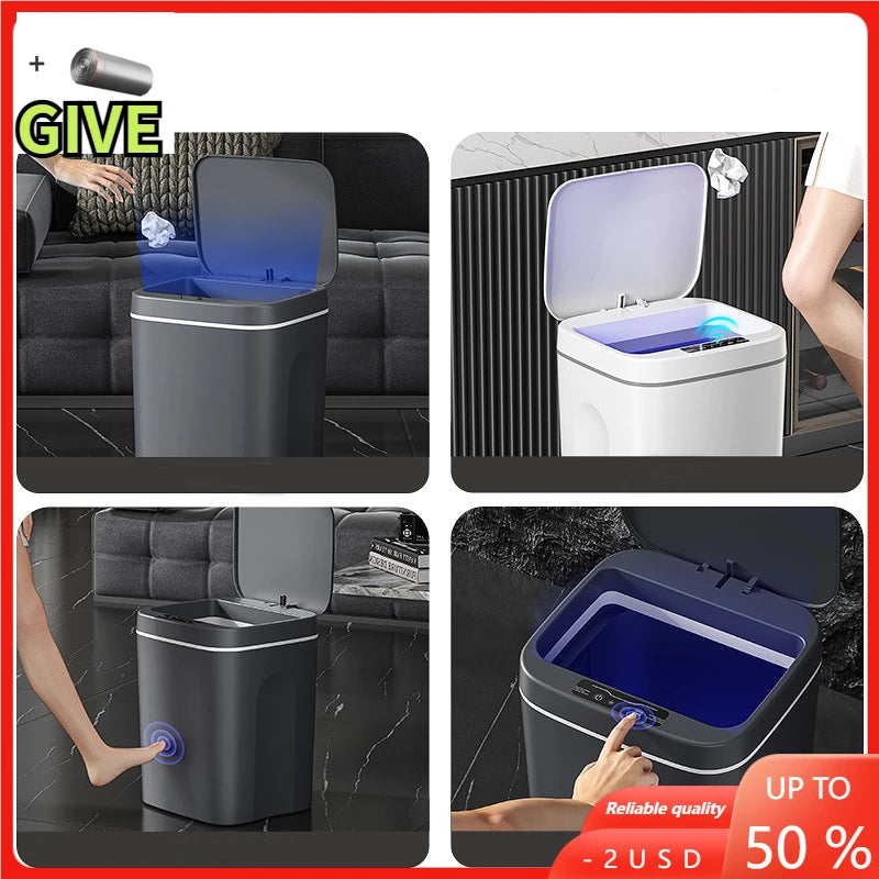 Automatic Paper Basket Touch Trash Bin for Kitchen Home Accessories Dustbin Bucket Intelligent Sensor Trash Can Smart Induction