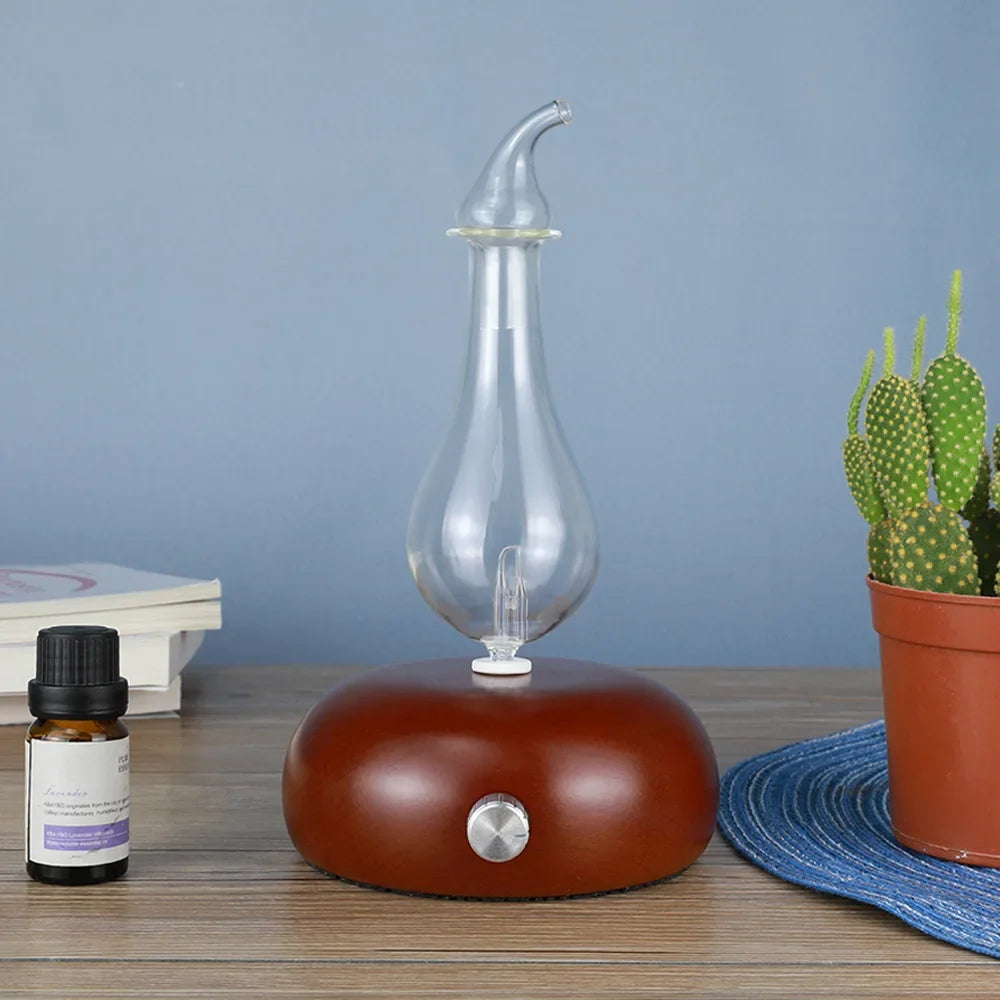 Aroma Essential Oils Diffuser Nebulizer Wooden Glass Air Fragrance Ele