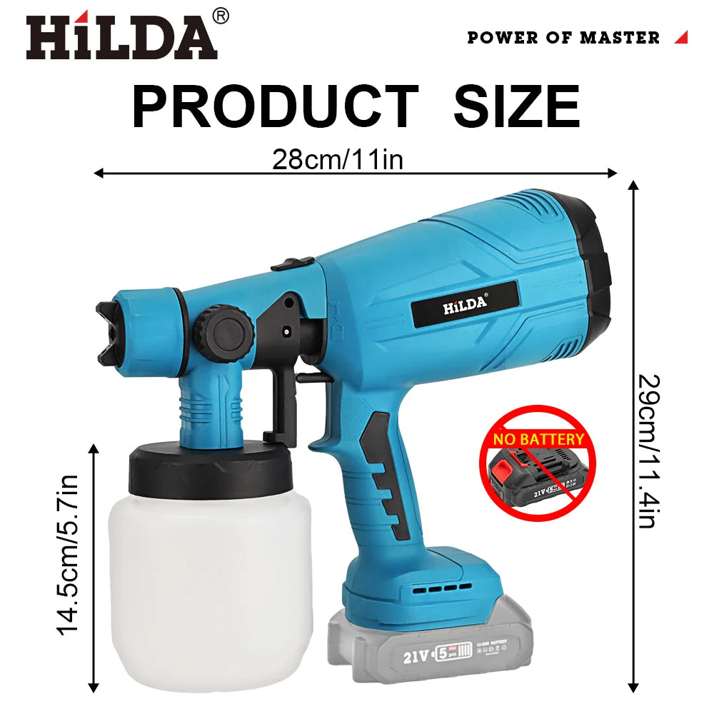 HILDA Electric Spray Gun Compatible Automatical Cordless Paint Sprayer Tool Portable Household Spray Gun For Makita 18V Battery