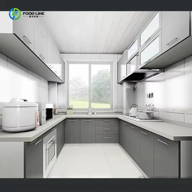 Customized Kitchen Cabinet With Marble Countertop Eco Friendly Cabinetry Waterproof for Hotel Restaurant Home Kitchen Decoration