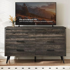 6-Drawer Dresser, Wood Storage Cabinet with Black Metal Handles & Anti-Tip Design, Modern Chest of Drawers for Living Room, Bed