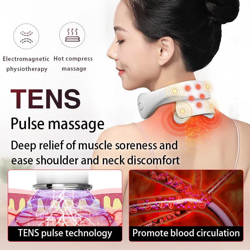 UKL Pulse Back Neck Massager Wireless Smart Shoulder and Neck Massager Heating Pain Relief Muscle Impact Massage Health Care