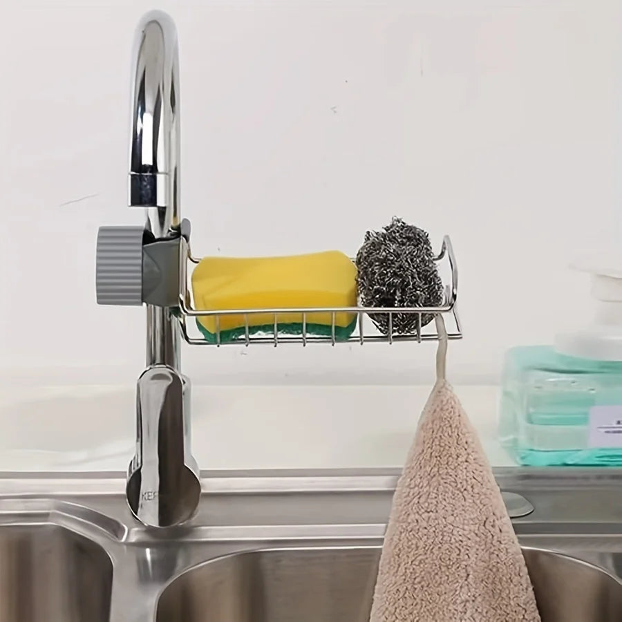Kitchen Sink Drain Rack Adjustable Height Flexible Faucet Holder Sponge Storage Soap Drainer Organizer Bathroom KitchenAccessory