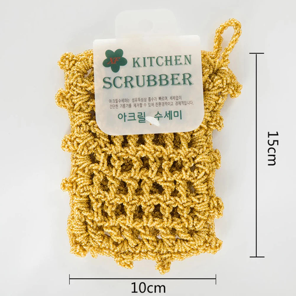 Kitchen Gold Thread Cleaning Cloth Hangable Space-saving Dishwashing Towel For Home