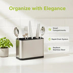 ♩Kitchen Utensil Holder Organizer For Counter Or Countertop, Large Stainless Steel Utensil Holder For Storage Cooking