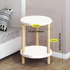 Wooden Modern Round Square Bedside Table Double-Layer Nightstand Home Office Bedroom Living Room Sofa Side Table Coffee Table