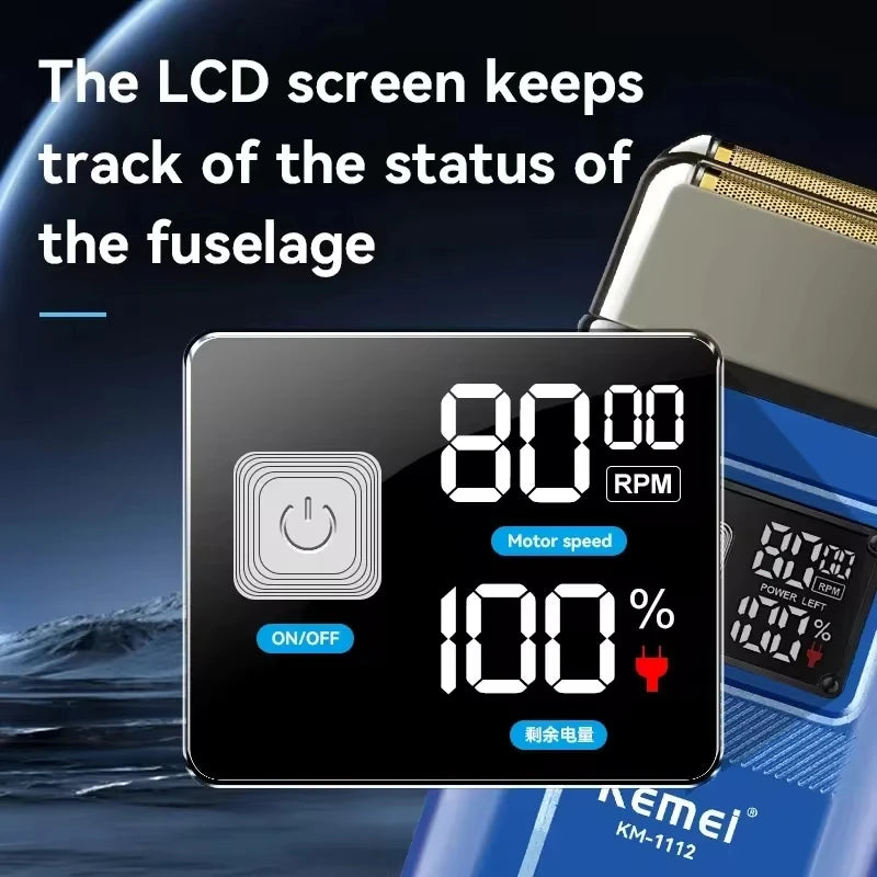 Kemei Trimmer KM-2797 Rechargeable Electric Hair Clippers Set LCD Shaver KM-1112 Dry And Wet Shaving Machine Cordless Kit