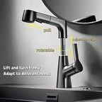 Bathroom Sink Faucet Lift Up Down Stream Sprayer Hot Cold Water Sink Mixer Wash Tap For Bathroom 360° Degree Rotation Tap
