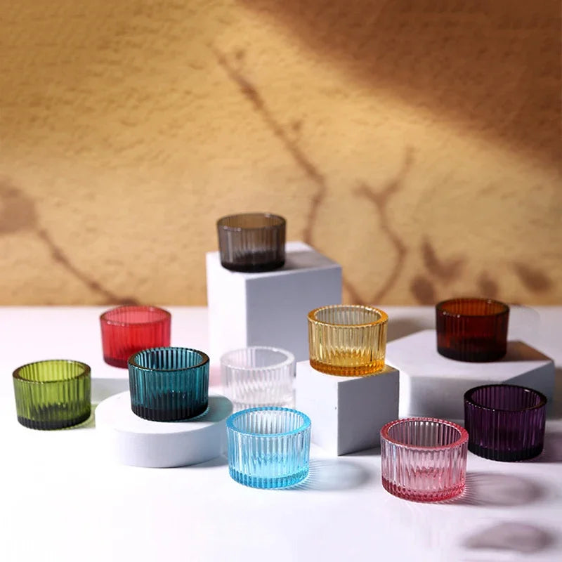 Pack of 10 Glass Small Tea Light Candle Holder for Home Decoration Modern Candlestick Holders Taper Candle Holders