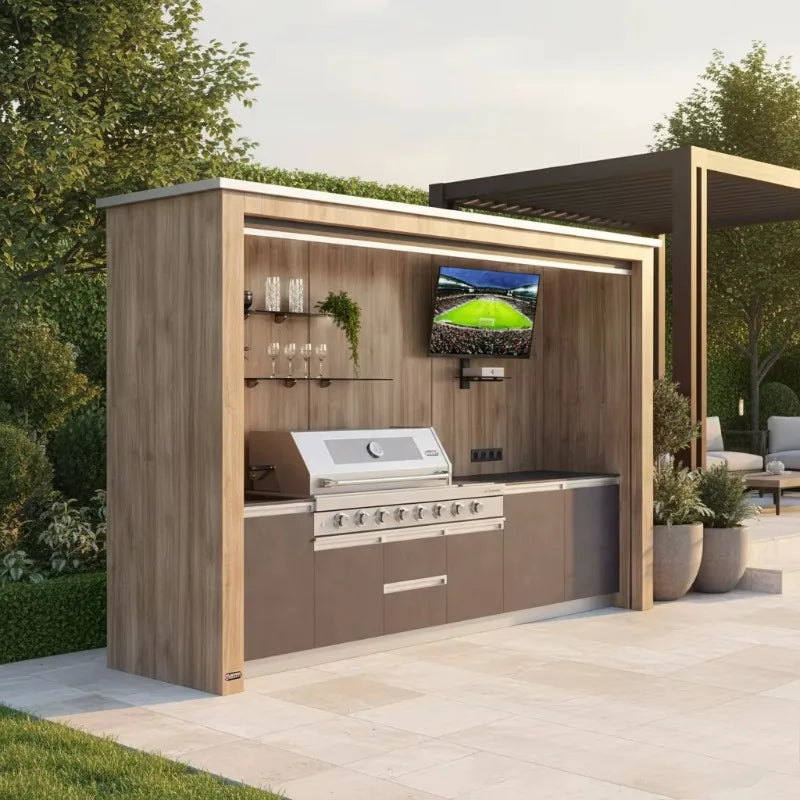 Customized Outdoor Kitchen Island BBQ Grill Station with Sink & Storage Cabinets  Patio Cooking Island for Backyard Garden