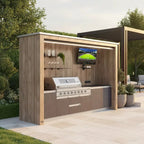 Customized Outdoor Kitchen Island BBQ Grill Station with Sink & Storage Cabinets  Patio Cooking Island for Backyard Garden
