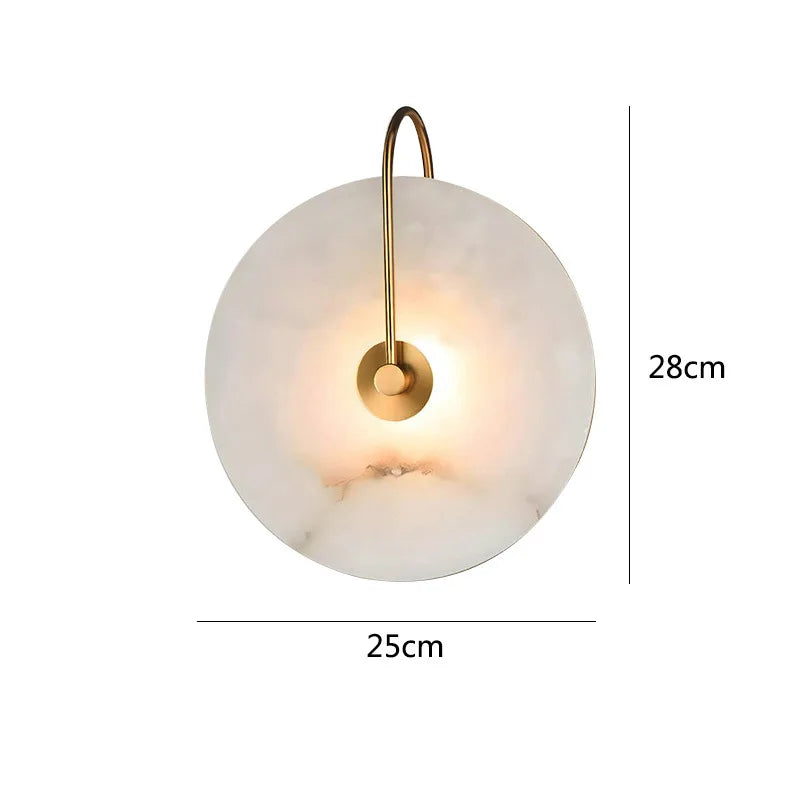 Nordic Modern Creative Marble Wall Lamp for Living Room Gold Copper Home Indoor Decoration LED Sconce Bedroom Bedside Round