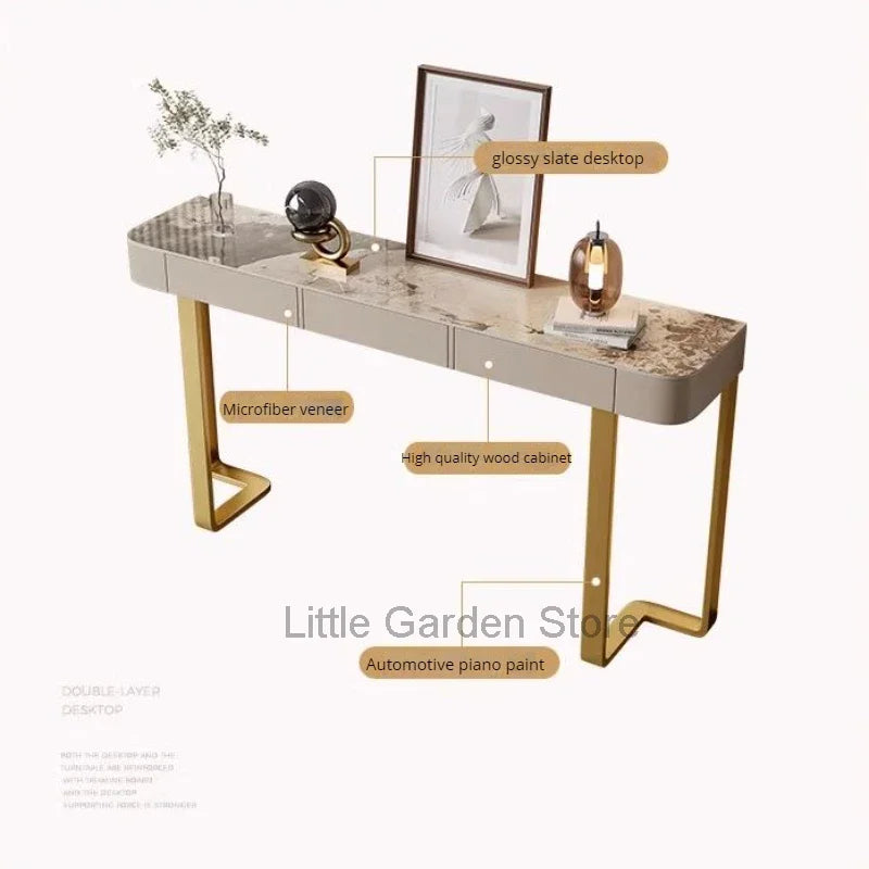 Luxury Glossy Console Table For Hallway Living Room Slate Porch Side Table High-quality Drawer Cabinet Home Furniture 80/100/120