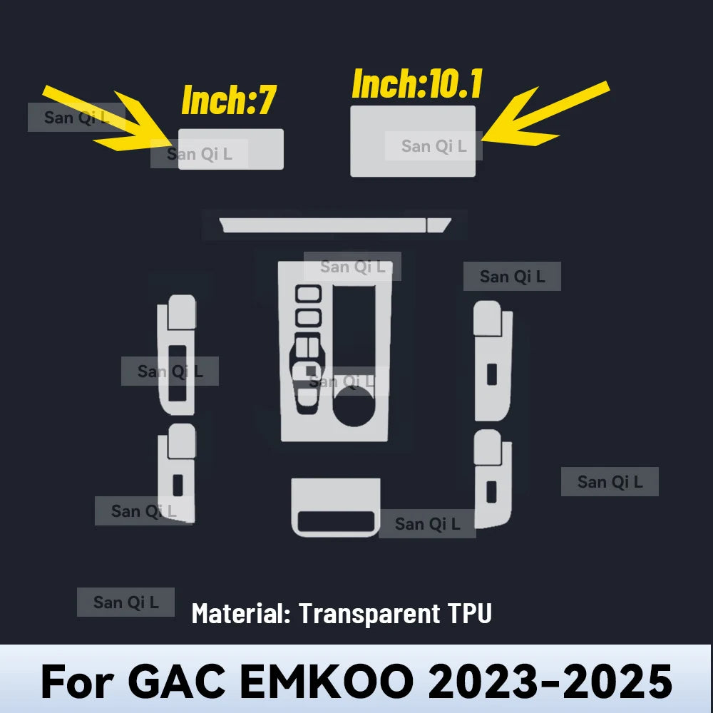 Interior TPU for GAC EMKOO 2023 2024 2025 Protective Film Cover Anti-Scratch Gearbox Panel Navigation Screen Automotive FILM