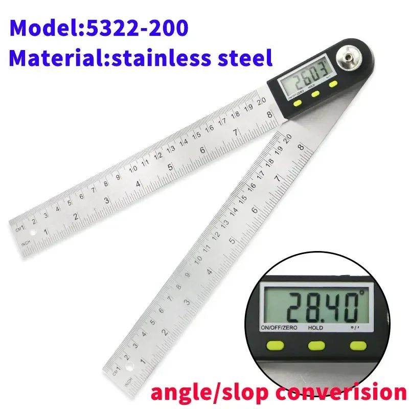 SHANHR 200 mm/300 mm Digital Angle Ruler Stainless Steel Electronic Angle Meter Electronic Protractor Goniometer Angle Gauge