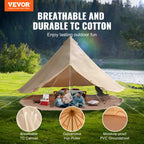 SucceBuy Canvas Bell Tent 4 Seasons 3/4/5/6/7m Yurt Tent Canvas Tent for Camping with Stove Breathable Tent