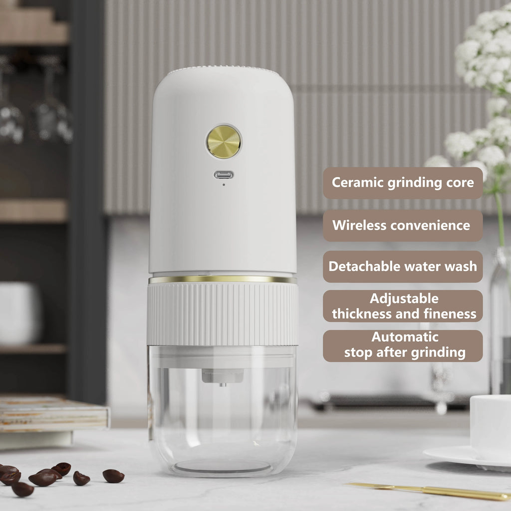 2024 New Electric Coffee Bean Grinder Ceramic Grinding Core Wireless Adjustable Automatic Electric Coffee Grinder Handheld Home