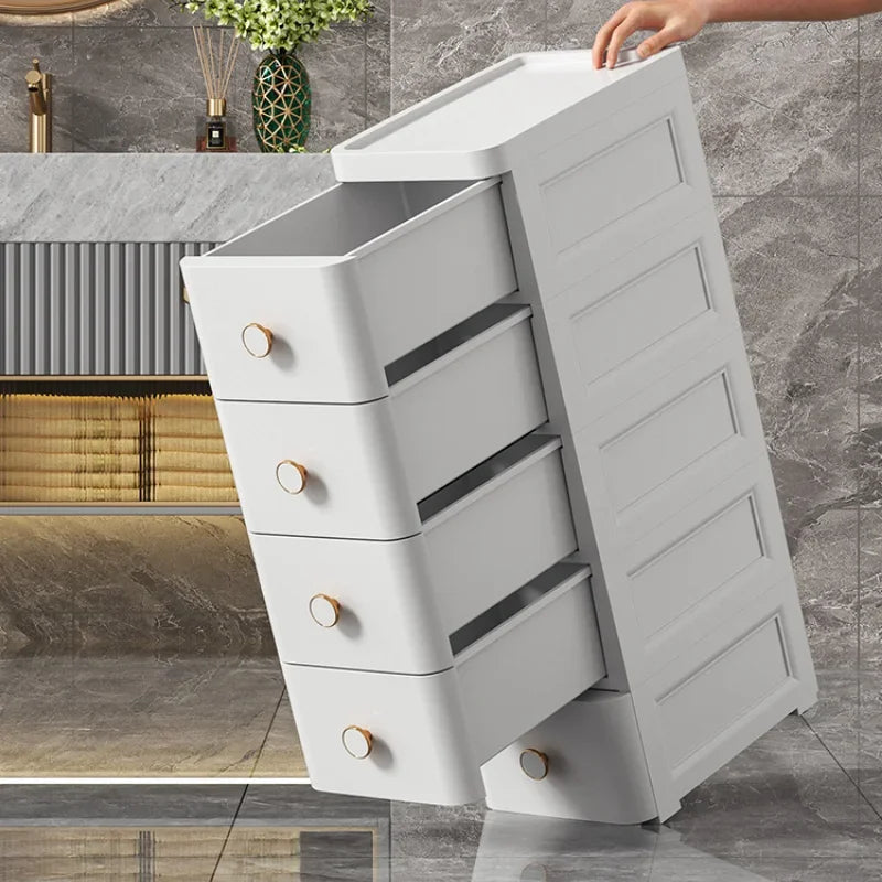 Modern Plastic Cabinet for Bedside Drawer Type Narrow Side Bathroom Cabinet Creative Cabinets for Laundry Room