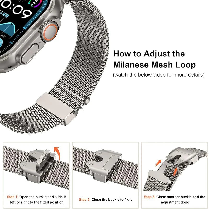 Milanese Loop Strap for Apple Watch - Stainless Steel Band for 38-49mm Series 4-Ultra 2 | AlluCanFind