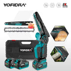 Yofidra 8 Inch Brushless Electric Chainsaw Cordless Rechargeable Woodworking Garden Pruning Saw Tool For Makita 18V Battery Pin