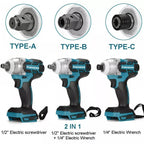 Kamolee 520N.m Brushless Electric Impact Wrench 1/2 and 1/4 Inch Household Wireless Charging Small 18V Battery Wrench Tool